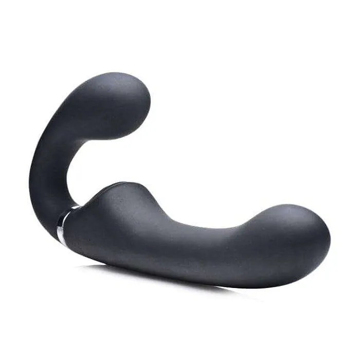 Strap U Female Sex Toys 10X Mighty Rider Vibrating Strapless Strapon Black