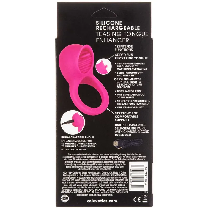 CalExotics Male Sex Toys CalExotics Teasing Tongue EnhancerCock Ring Pink