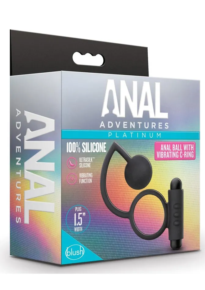 Anal Adventures Male Sex Toys Anal Adventures Platinum Silicone Anal Ball with Vibrating Cock Ring Anal Adventures Male Sex Toys Anal Adventures Platinum Silicone Anal Ball with Vibrating Cock Ring