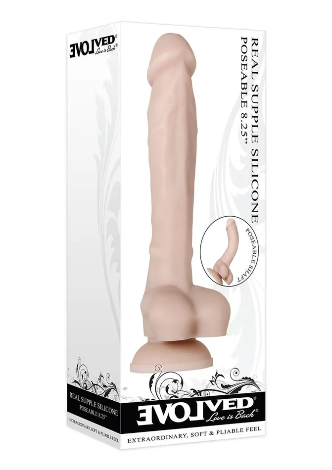 Dildos Evolved Real Supple Poseable Silicone Dildo with Balls